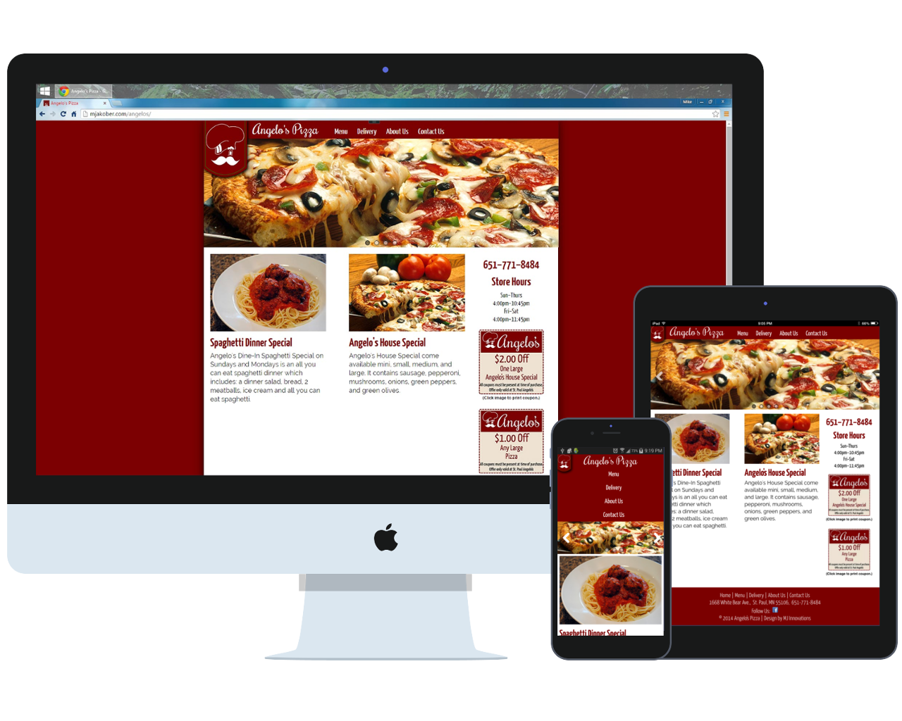 Angelo's Pizza Website Mockup